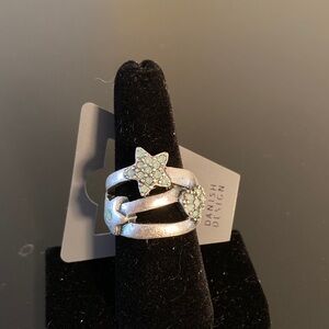 Pilgrim Silver Star Ring with Green Accents
